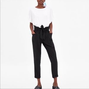 SOLD - Zara TRF black paperbag waist pants